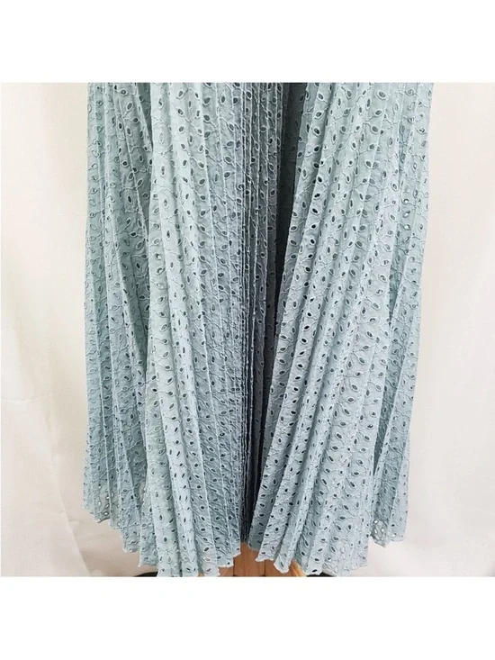 ASOS DESIGN high neck sleeveless pleated lace midi dress sage green size 10 - Picture 5 of 7